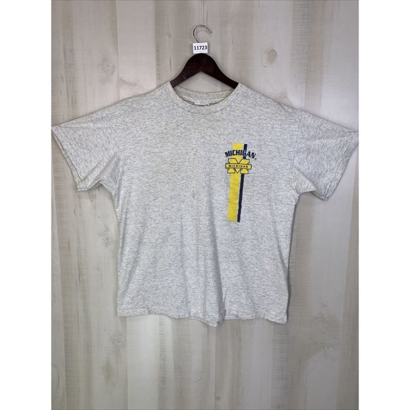 Vintage 80s-90s University Of Michigan Heather Gray Graphic T Shirt Unisex Large - Picture 1 of 16
